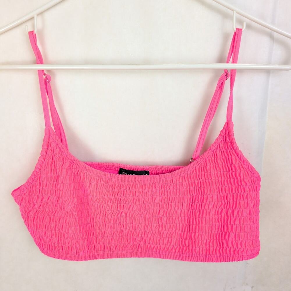 Rehab Lab pink crinkle bra top Size Large Vibrant Y2K Festival Summer Colorful